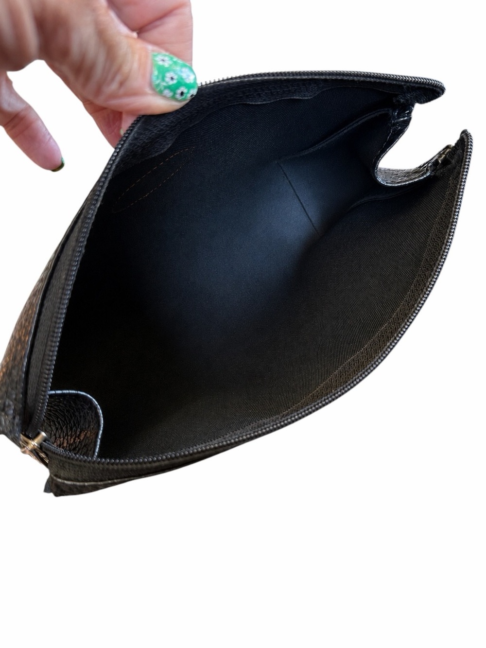 Vintage Dooney & Bourke Black Pebbled Leather Travel Makeup Toiletries Pouch - Picture 6 of 9